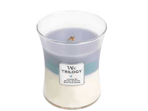 Ароматична свічка з тришаровим ароматом Woodwick Medium Trilogy Calming Retreat 275 г Ароматична свічка з тришаровим ароматом Woodwick Medium Trilogy Calming Retreat 275 г